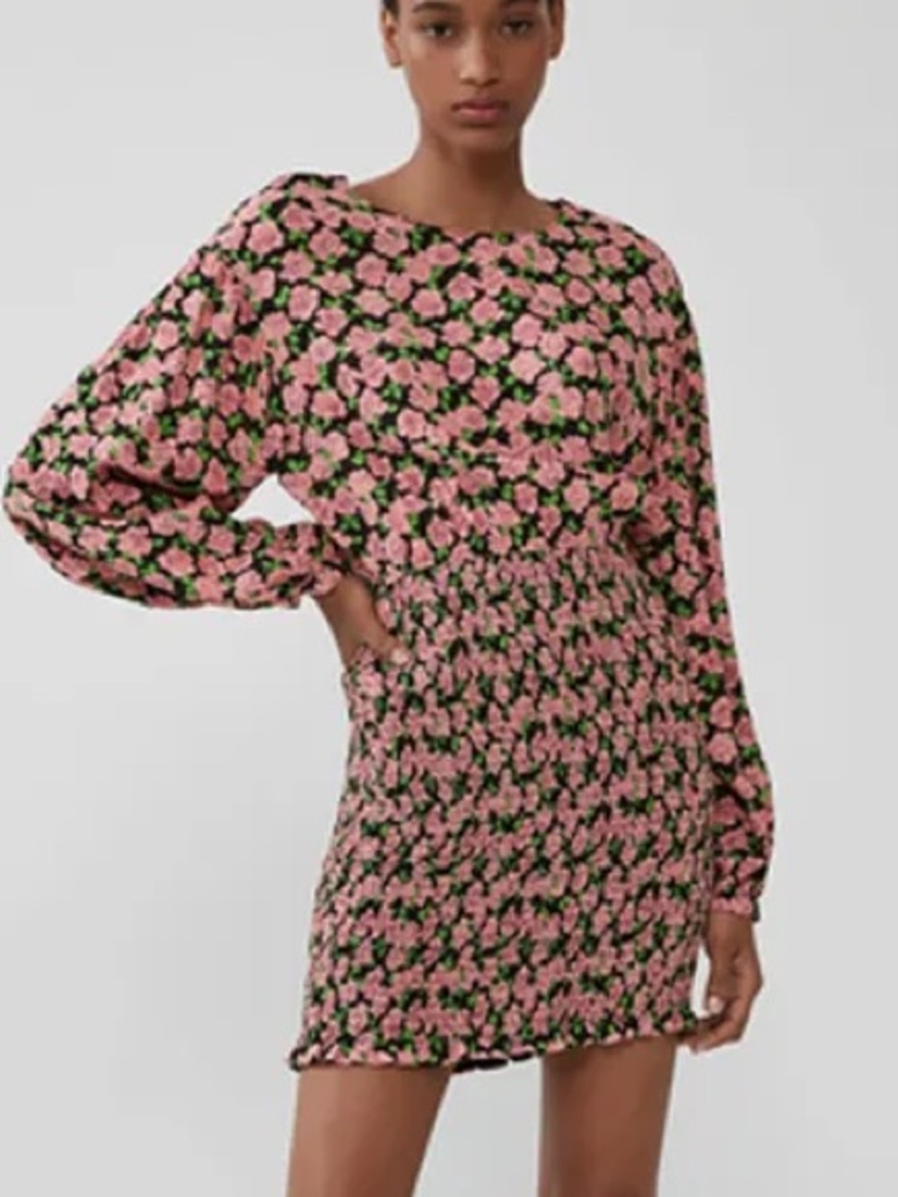 ZARA Smocked Long Sleeve Dress